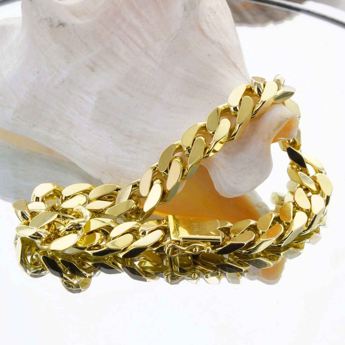 7,0 mm 21 cm 585 - 14 Karat Gold Armkette Panzerkette 4-seitig diamantiert massiv Gold hochwertige Goldkette 35,9 g