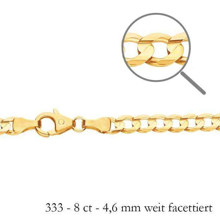 Goldkette Panzerkette Länge 45cm - Breite 4,6mm - 333-8 Karat Gold