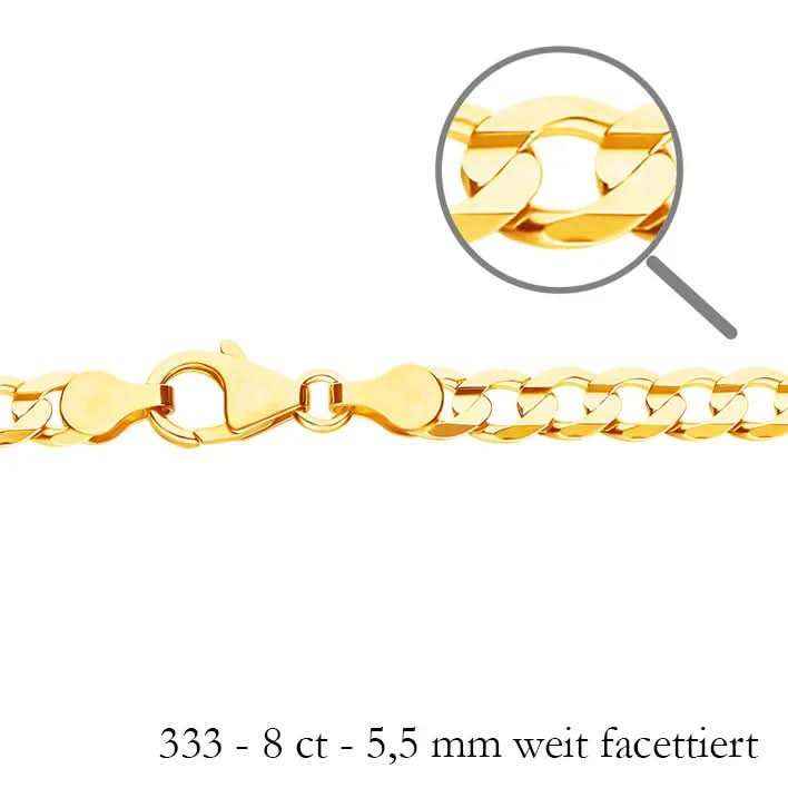 Goldkette Panzerkette Länge 45cm - Breite 5,5mm - 333-8 Karat Gold