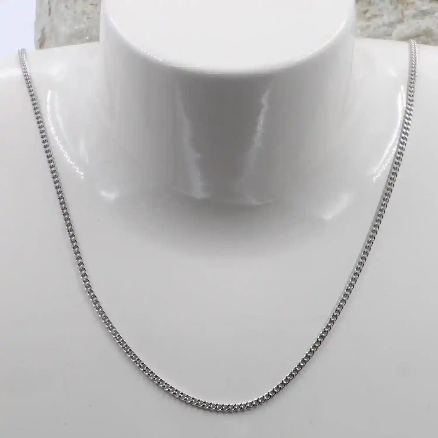Goldkette Panzerkette Länge 55cm -Breite 1,7mm - 585-14 Karat Weißgold - Firma Holzenplotz - Silberketten-Goldketten.de