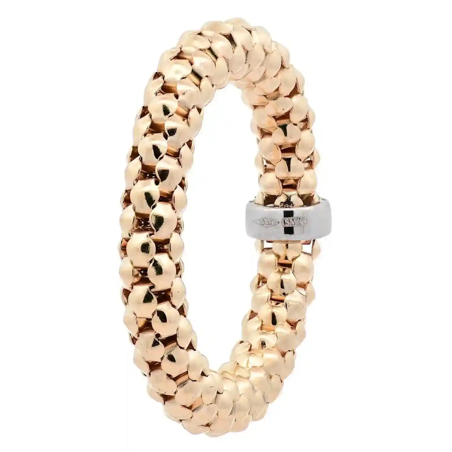 Goldring  Ring elastisch 4mm 585-14 Karat Gold - Gelbgold und Weißgold