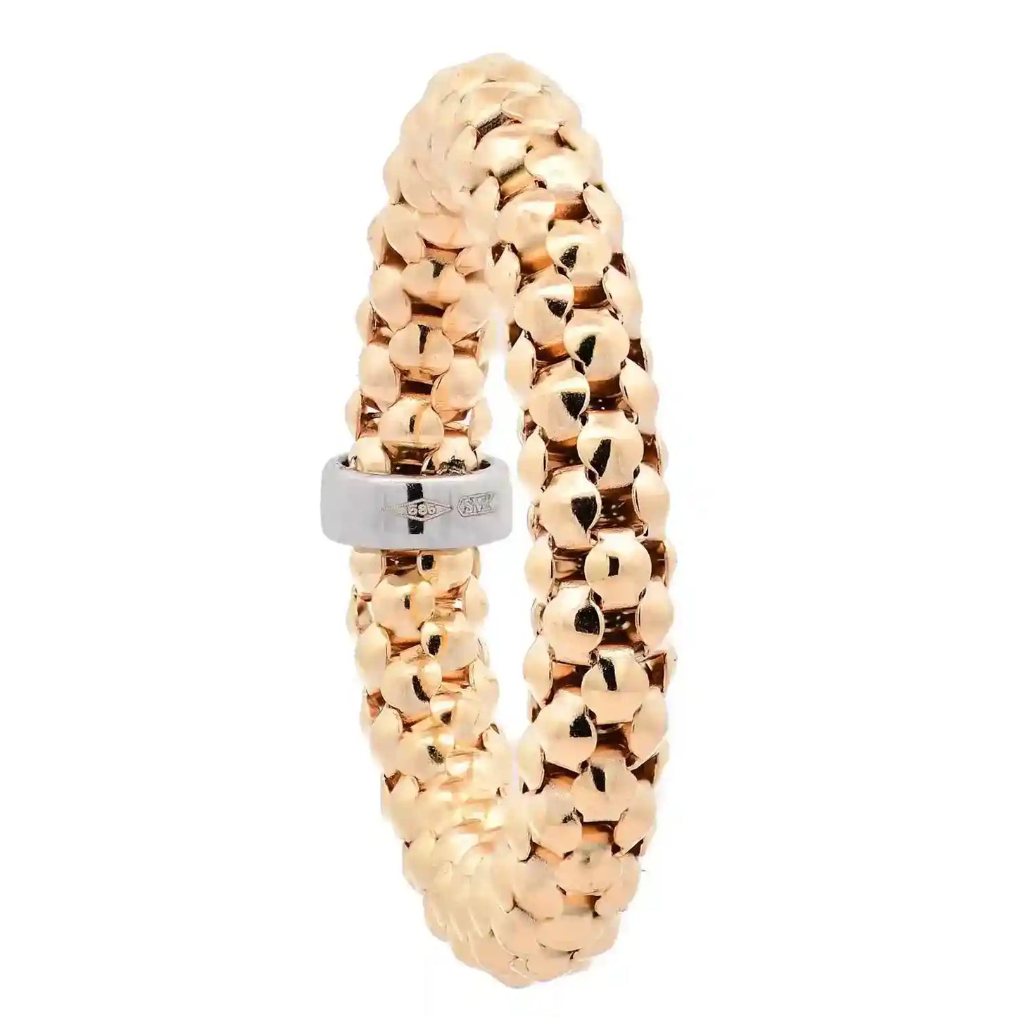 Goldring  Ring elastisch 4mm 585-14 Karat Gold - Gelbgold und Weißgold