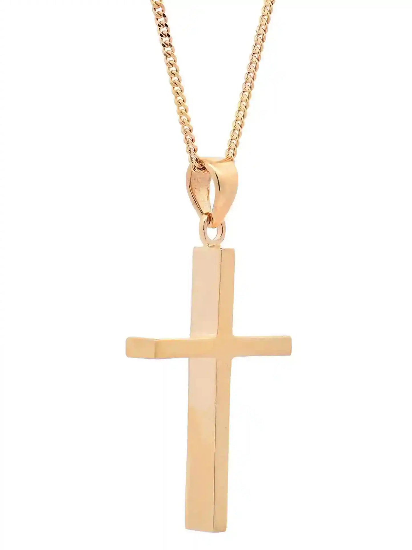 Halskette Anhänger Kreuz mit 1,1 mm Goldkette 585-14 Karat Gold