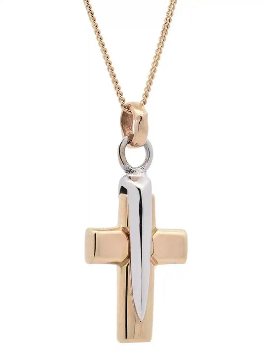 Halskette Anhänger Kreuz mit 1,1 mm Goldkette 585-14 Karat Gold