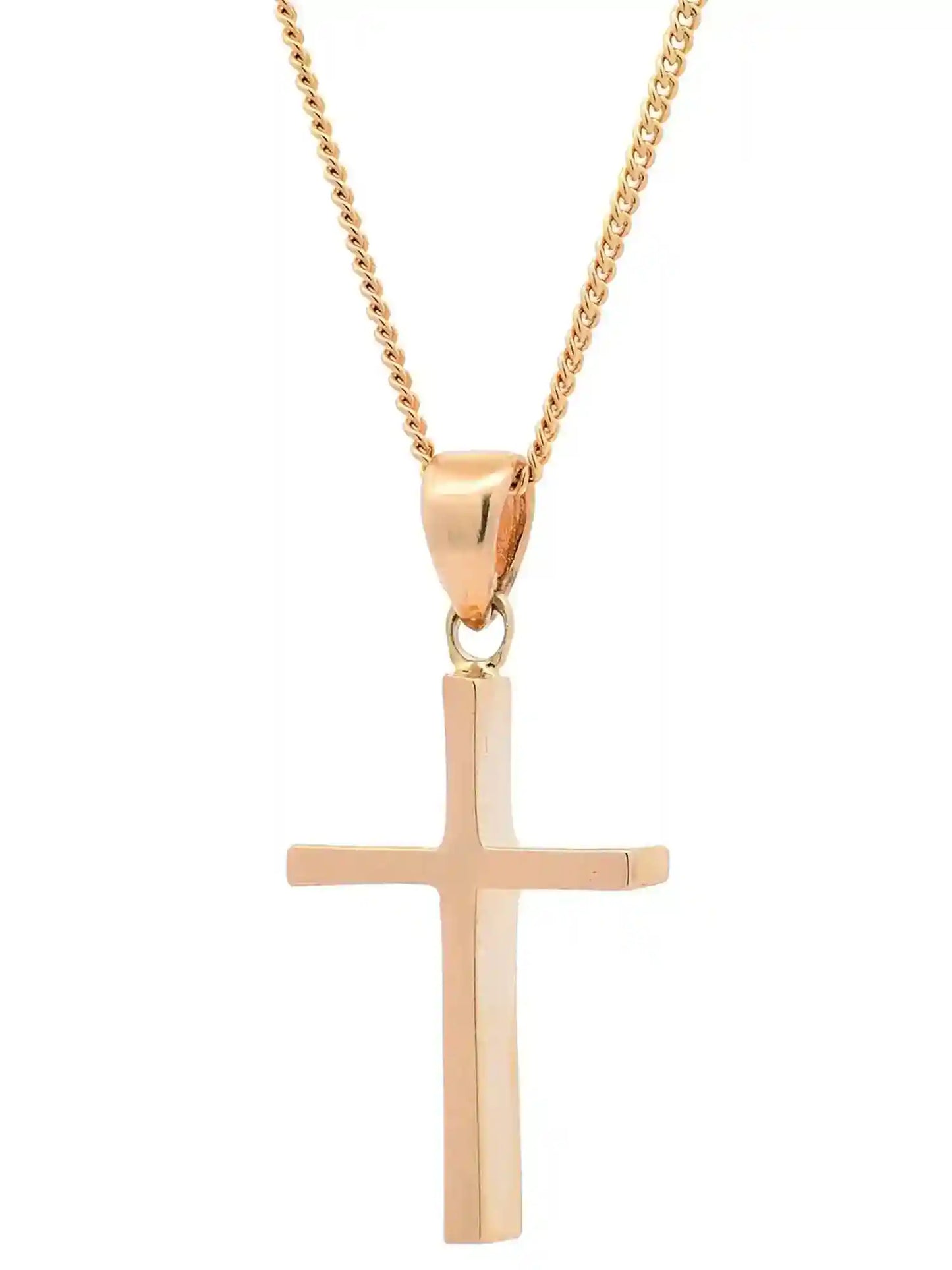 Halskette Anhänger Kreuz mit 1,1 mm Goldkette 585-14 Karat Gold