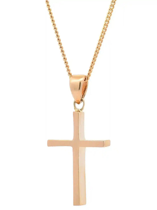 Halskette Anhänger Kreuz mit 1,1 mm Goldkette 585-14 Karat Gold