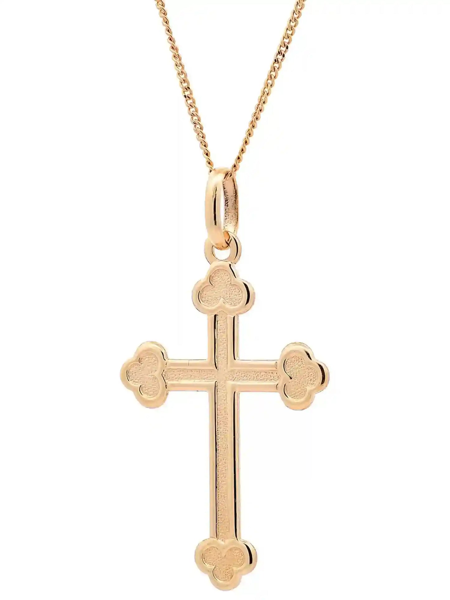 Halskette Anhänger Kreuz mit 1,1 mm Goldkette 585-14 Karat Gold