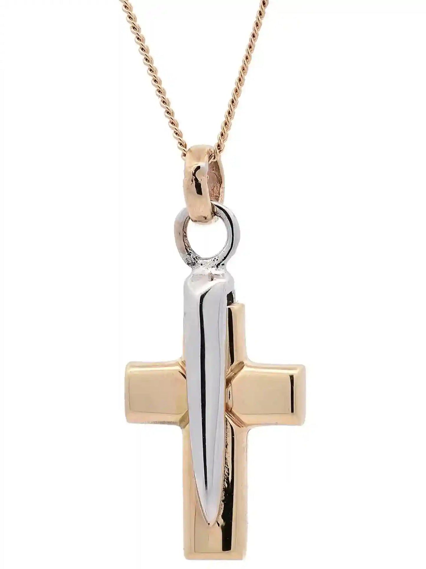 Halskette Anhänger Kreuz mit 1,1 mm Goldkette 585-14 Karat Gold