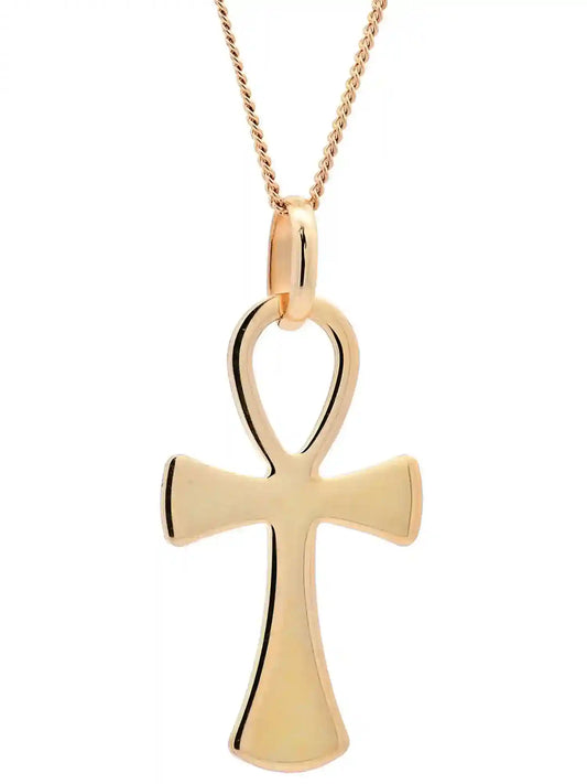 Halskette Anhänger Kreuz mit 1,1 mm Goldkette 585-14 Karat Gold