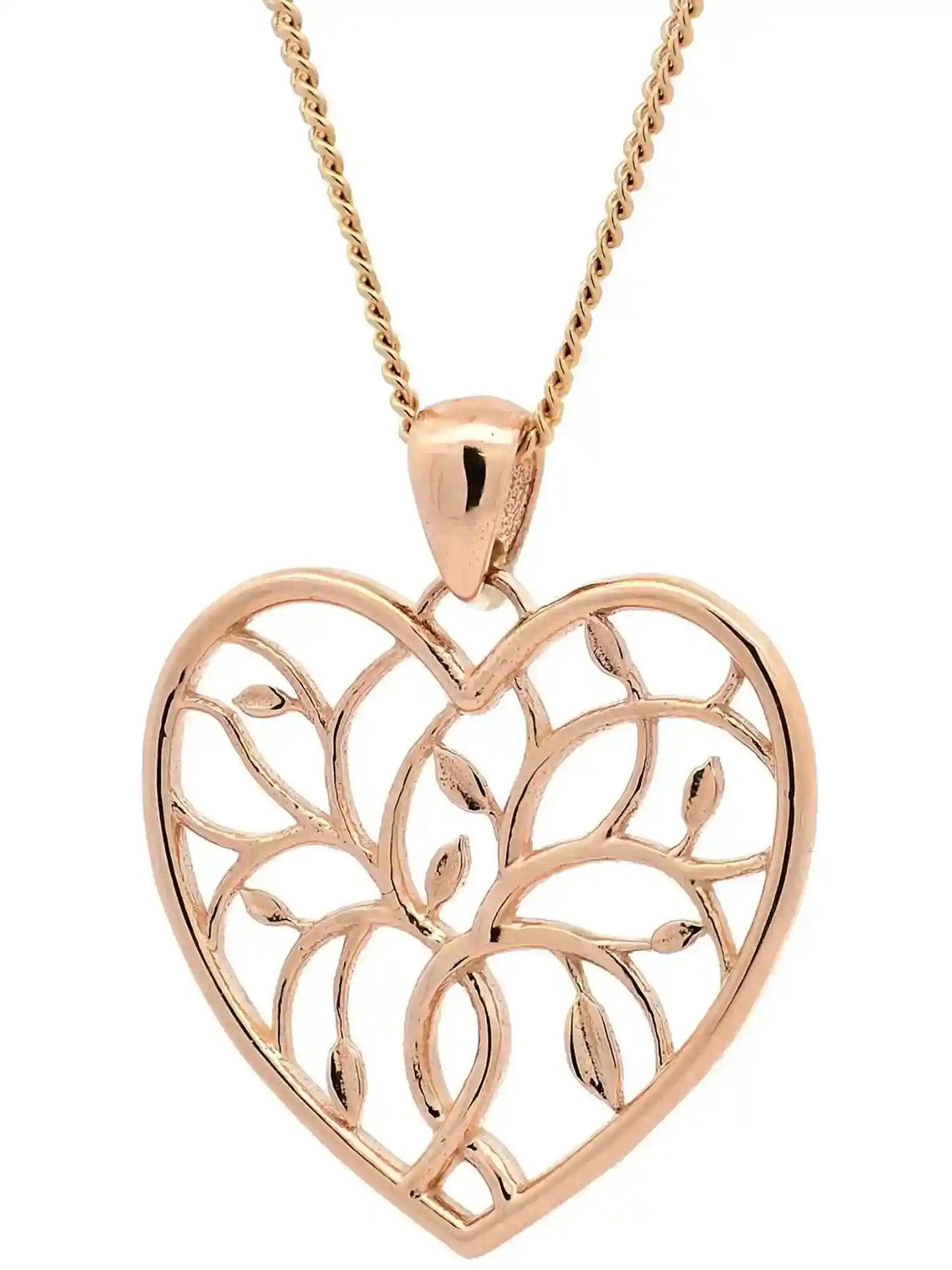 Halskette Anhänger Liebesherz mit 1,1 mm Goldkette 585-14 Karat Gold