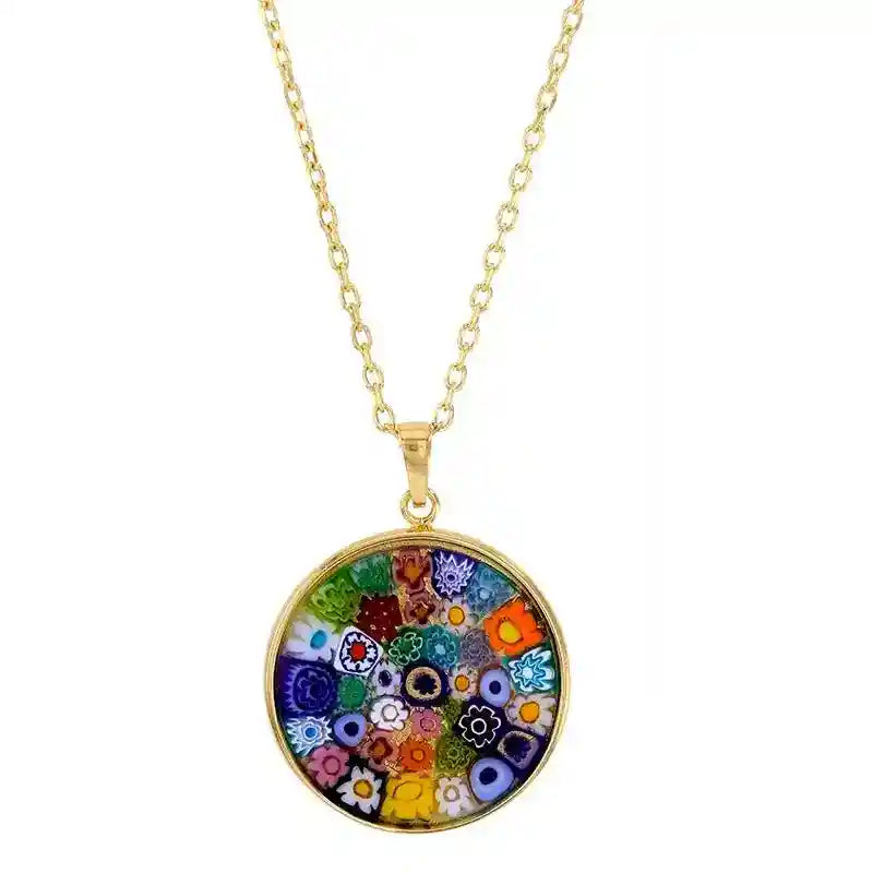 Halskette Collier 925er Sterling Silber vergoldet Murano-Glas 45 cm