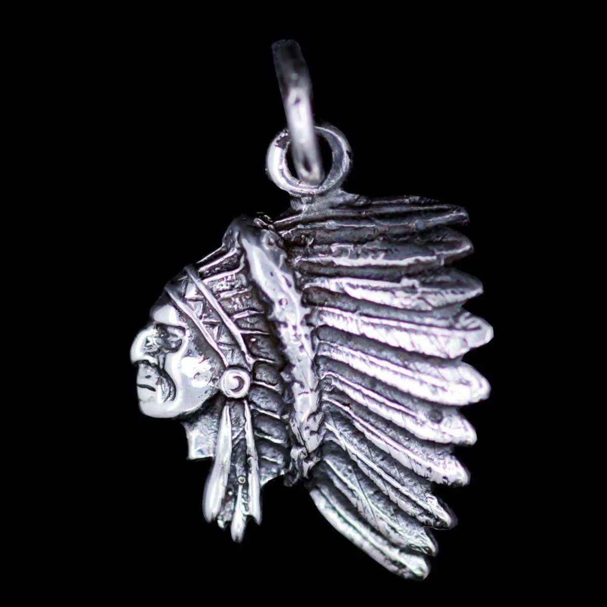 Häuptlingkopf klein Schmuck Anhänger 925er Silber 18x20mm