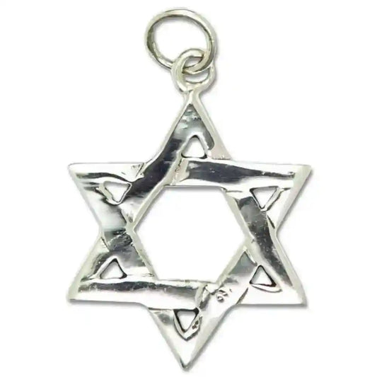 Hexagramm Davidstern Schmuck Anhänger 925er Silber 20 mm Durchmesser - Firma Holzenplotz - Silberketten-Goldketten.de
