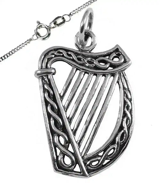 Irische Harfe Schmuck Anhänger 925 Silber Klein Celtic Viking Kelten