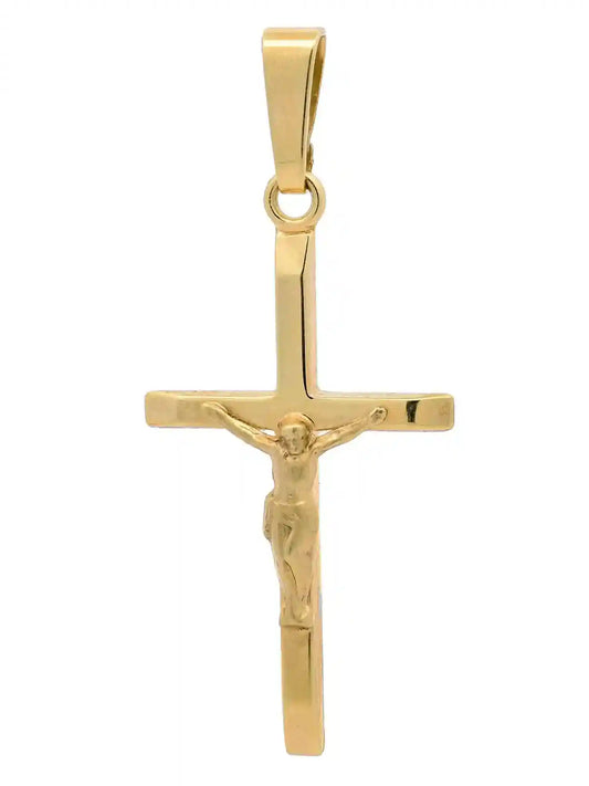 Kettenanhänger Gold Anhänger Kreuz Korpus  massiv 375 - 9 Karat Gold