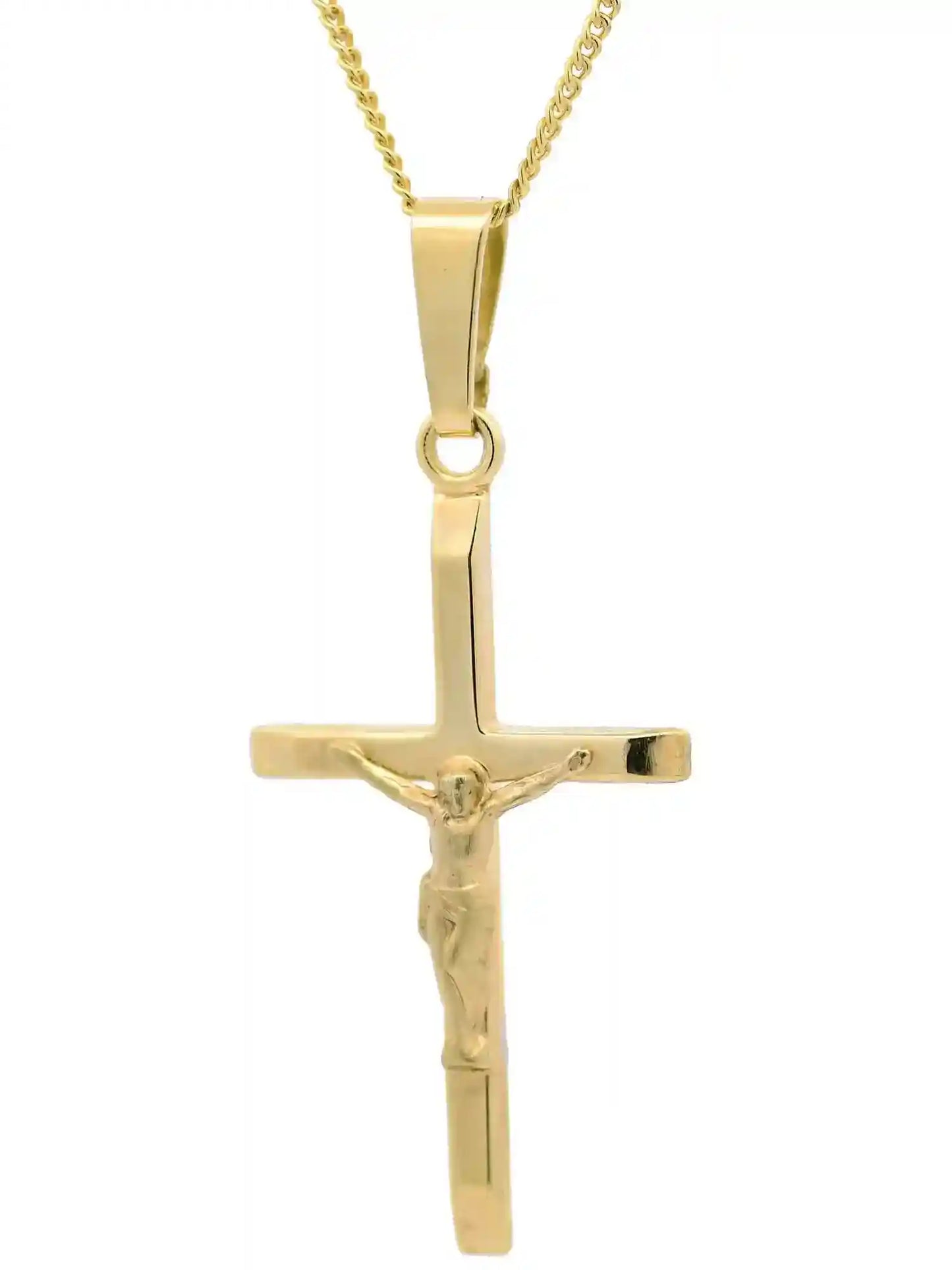 Kettenanhänger Gold Anhänger Kreuz Korpus  massiv 375 - 9 Karat Gold