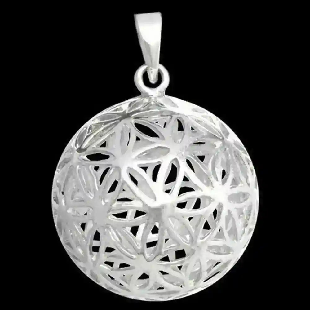Kugel-Anhänger Die Blume des Lebens 925 Silber Flower of Life - Blume des Lebens - Durchmesser 23mm