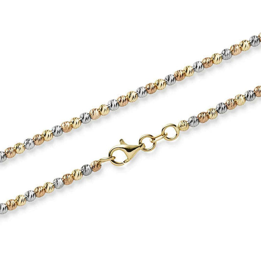 Kugelkette diamantiert 2,2 mm 585-14 Karat Gelbgold Rotgold Weißgold