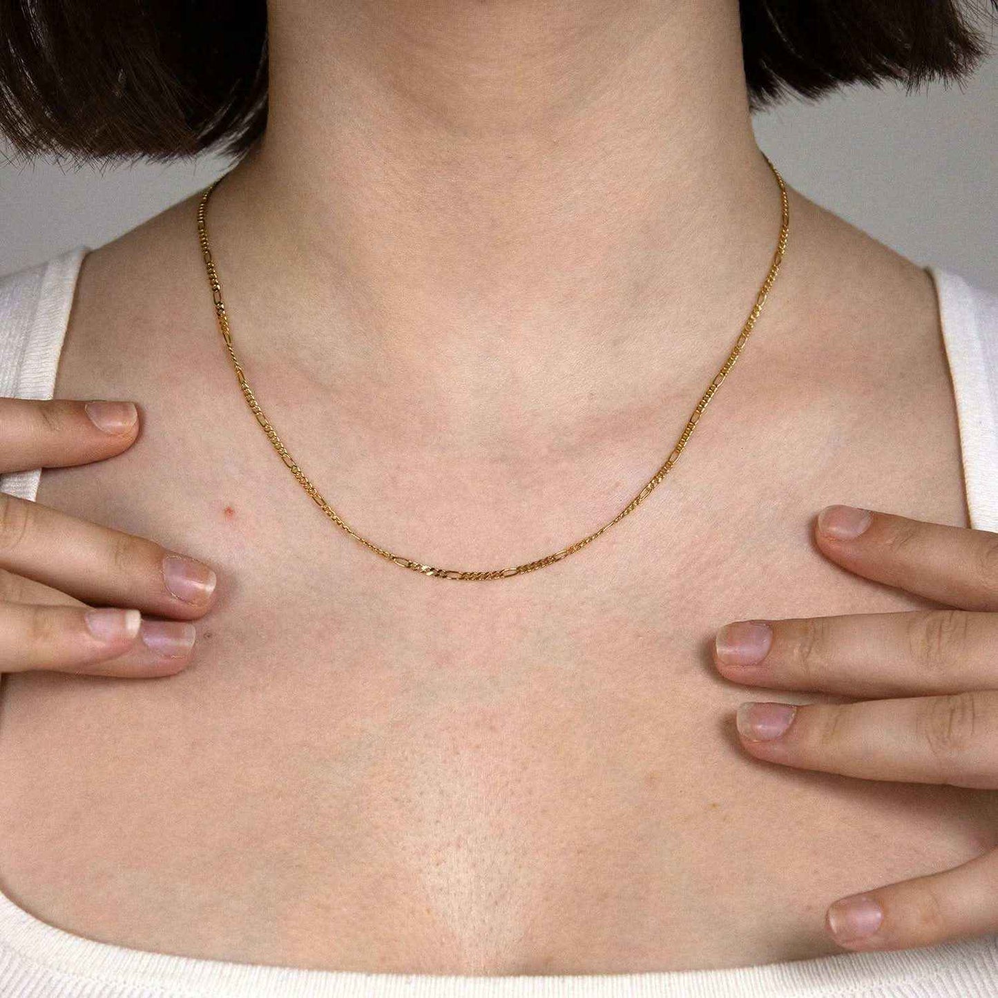 Massive Goldkette Figarokette diamantiert Halskette 333 - 8 Karat Gold