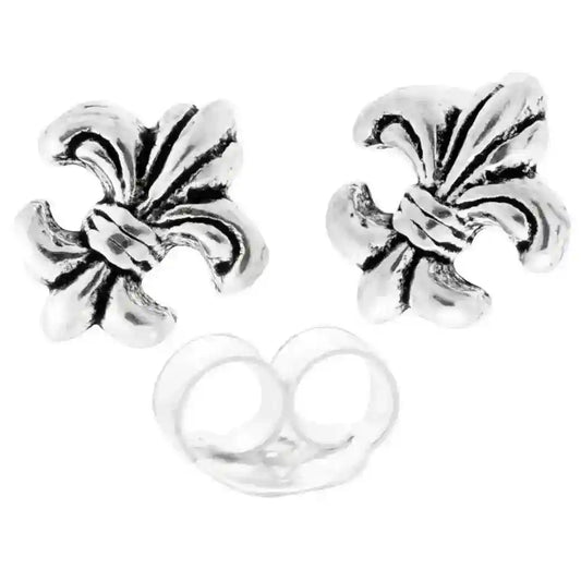 Mittelalter Ohrstecker Fleur de Lys Schwertlilie 925er Silber Schmuck