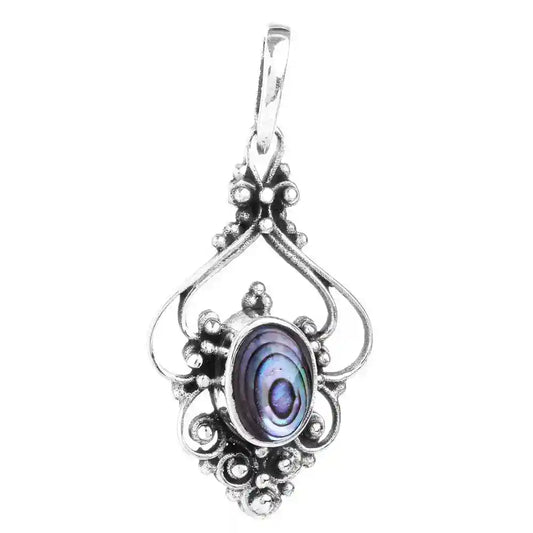 Mittelalter Schmuck Anhänger Abalone Muschel Silber 3,2 cm