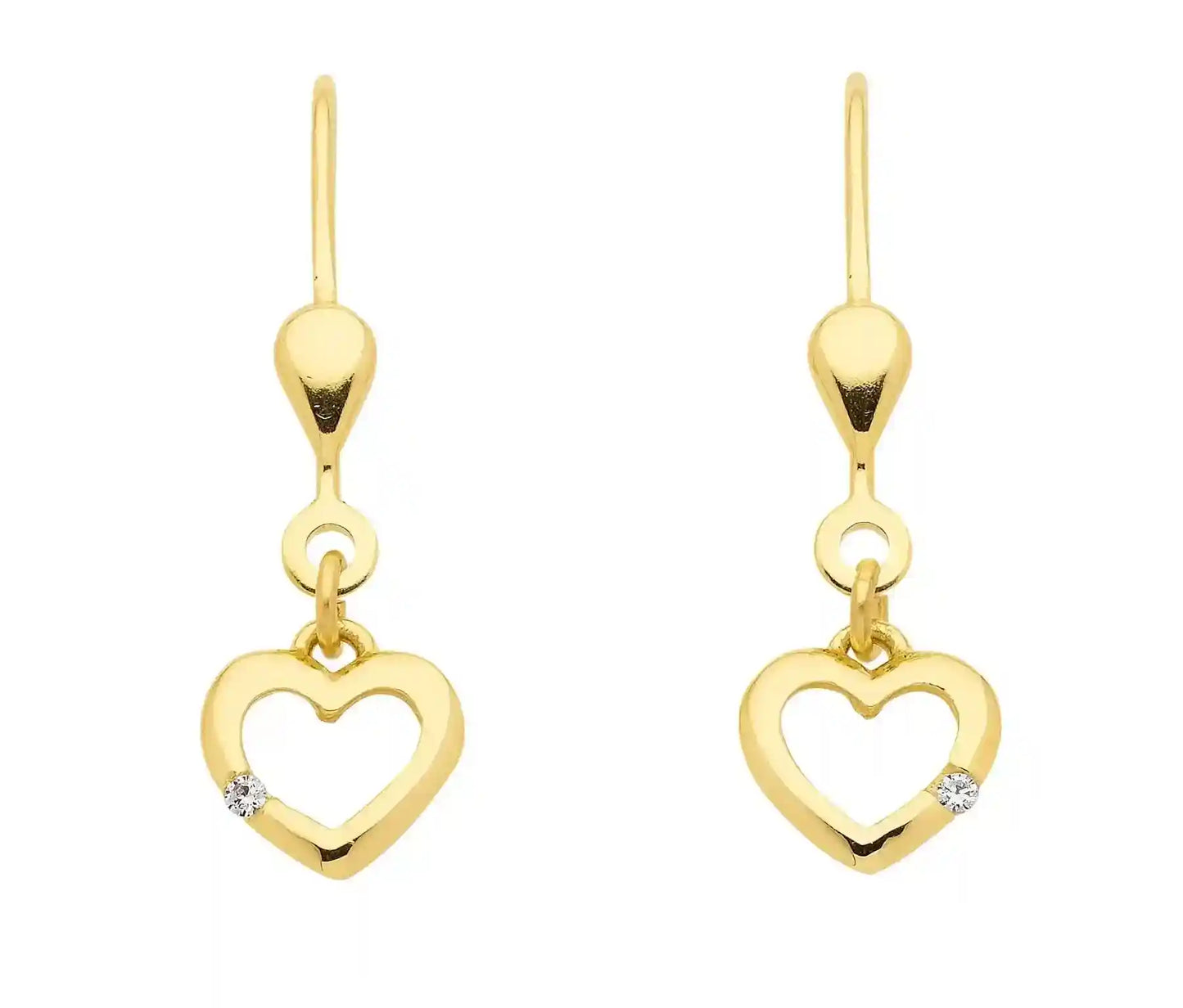 Ohrhänger, Ohrringe . Herz Zirkonia 333 Gelbgold