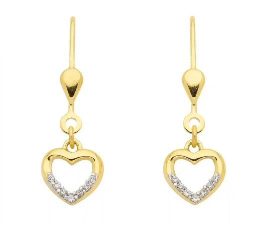 Ohrhänger, Ohrringe Herz Zirkonia 333 Gold