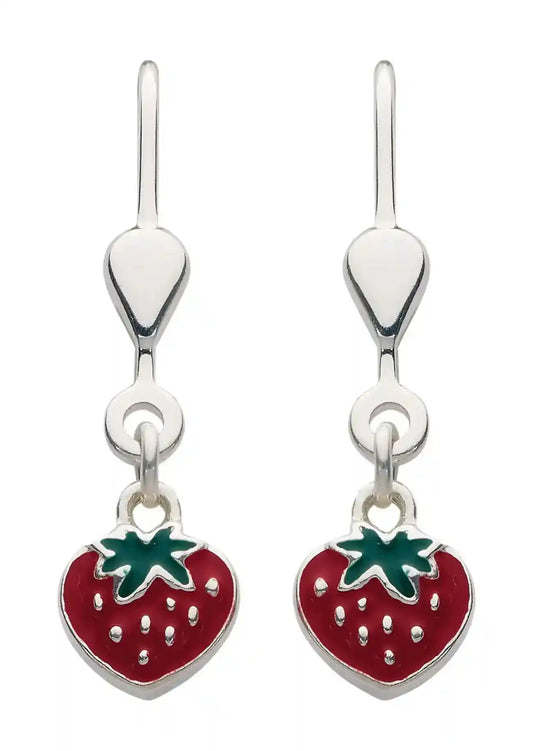 Ohrhänger, Ohrringe mit Brisur Erdbeere  925 Sterling Silber