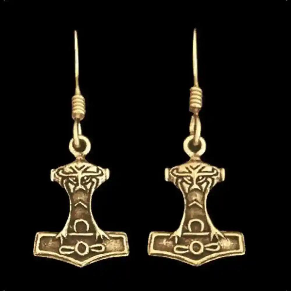 Ohrhänger, Ohrringe Thors Hammer Bronze Schmuck - Firma Holzenplotz - Silberketten-Goldketten.de