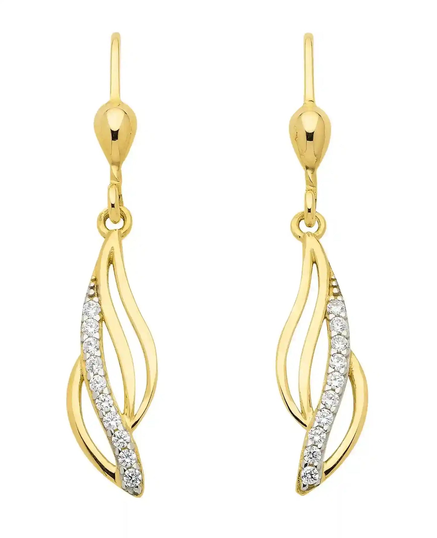 Ohrhänger, Ohrringe Zirkonia 333 Gold rhodiniert