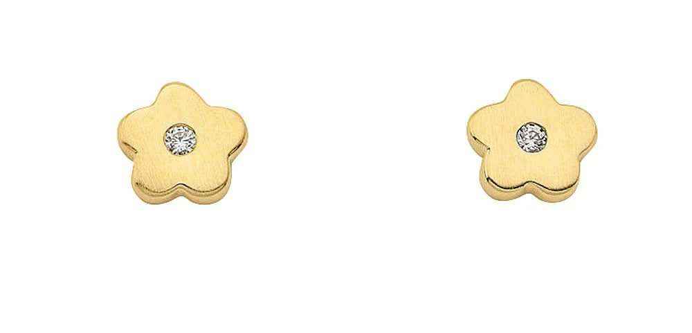 Ohrstecker Blüte Zirkonia 333 Gelbgold