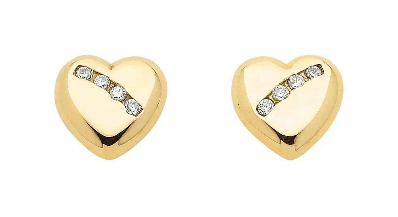 Ohrstecker Herz Zirkonia 333 Gelbgold
