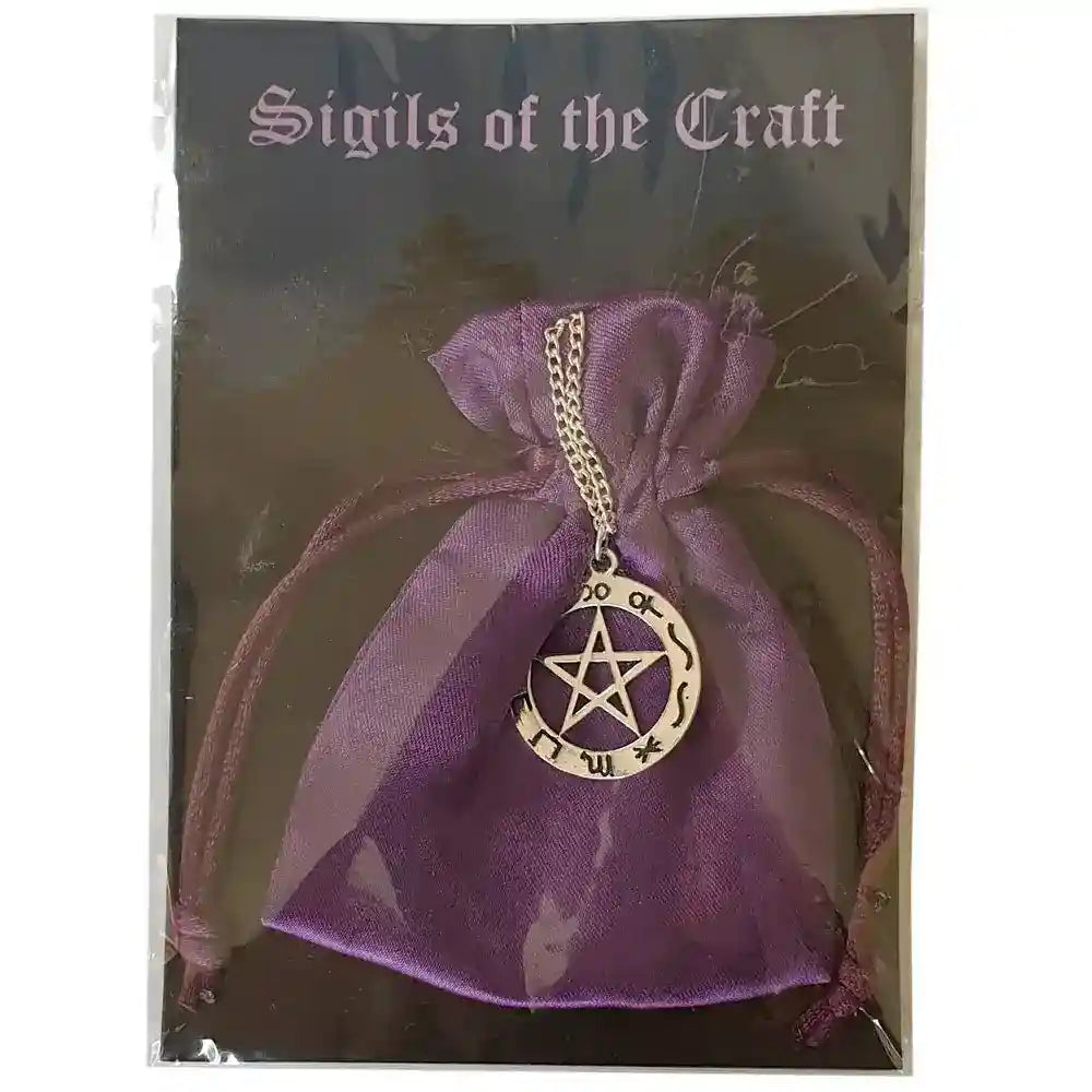 Planeten Pentagramm Schmuck Anhänger versilbert mit Kette Satinbeutel 27 mm