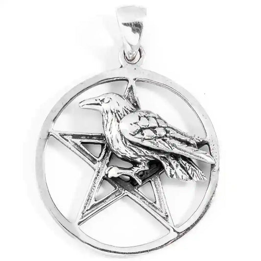 Rabenpentagramm Schmuck Anhänger 925er Silber - Pentagramm - 30x22mm