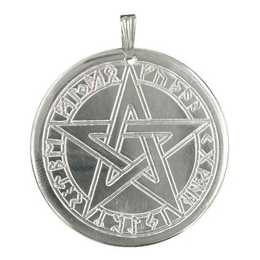 Runenpentagramm Schutzrune Schmuck Anhänger Messing versilbert