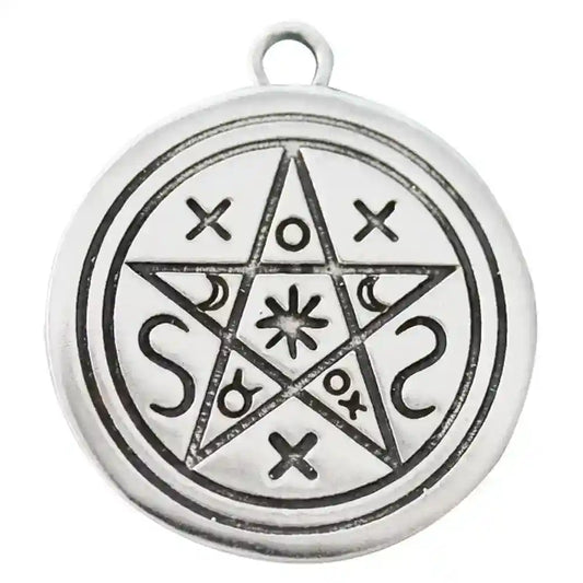 Schatten Pentagramm Schmuck Anhänger versilbert mit Kette Satinbeutel 26 mm