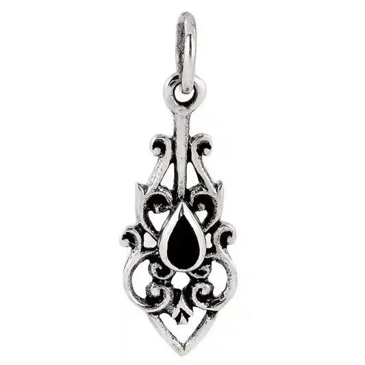 Schmuck Anhänger Mittelalter mit Onyx Stein 925er Silber 2,6 cm