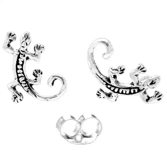 Ohrstecker Echse Silber Schmuck 9x6mm Eidechse Lizard