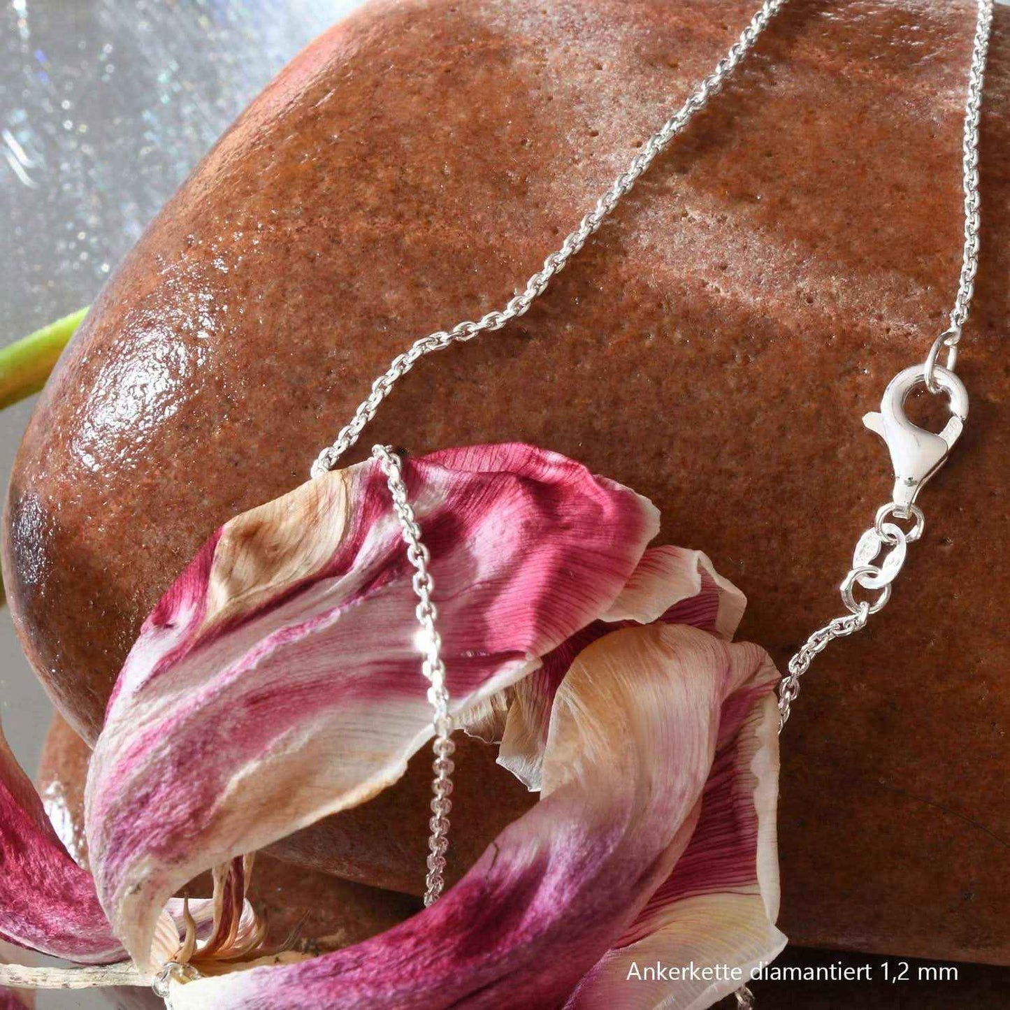 Ankerkette diamantiert Halskette Breite 1,2 mm - 925 Sterlingsilber