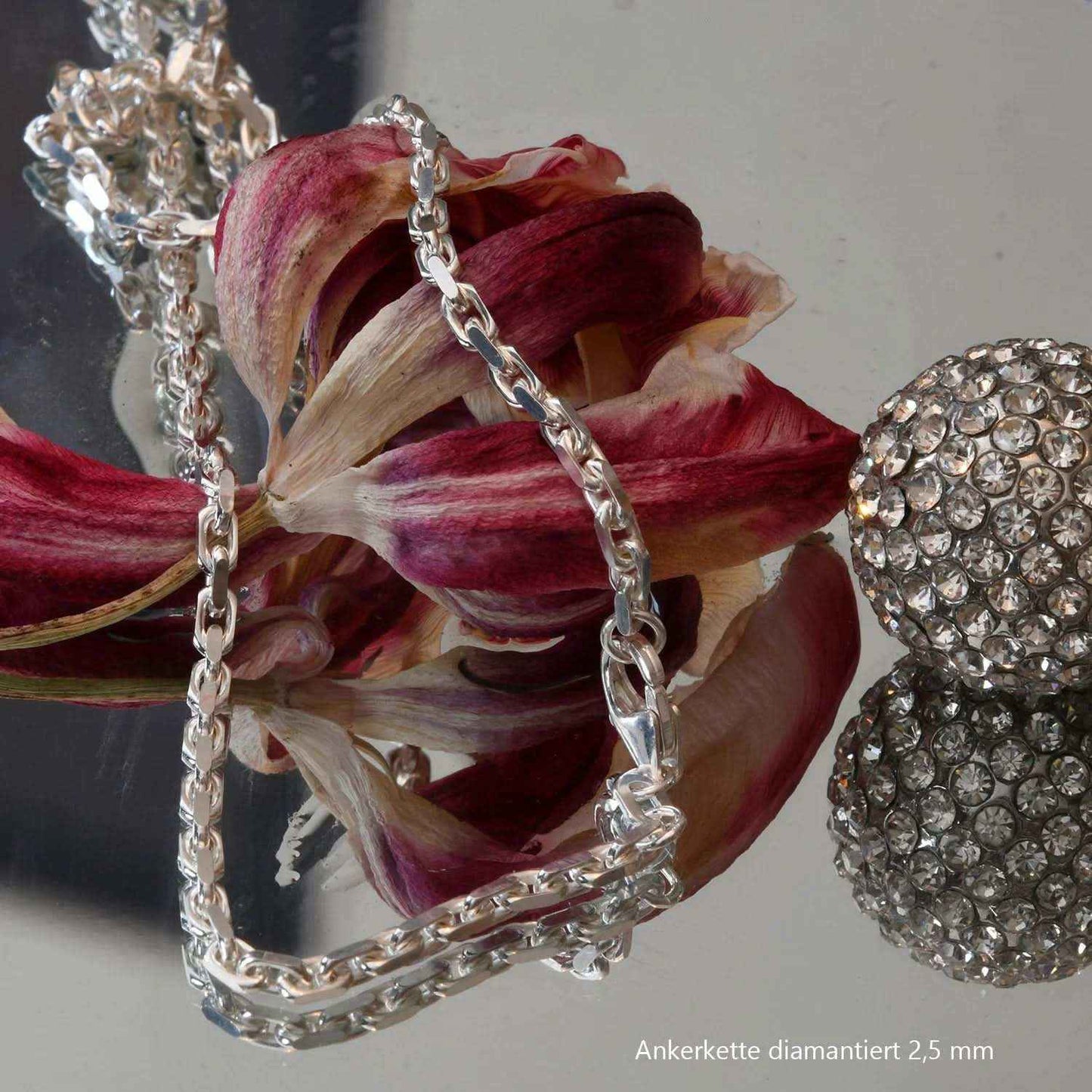 Silberkette Ankerkette diamantiert Halskette 2,5 mm massiv 925 Silber
