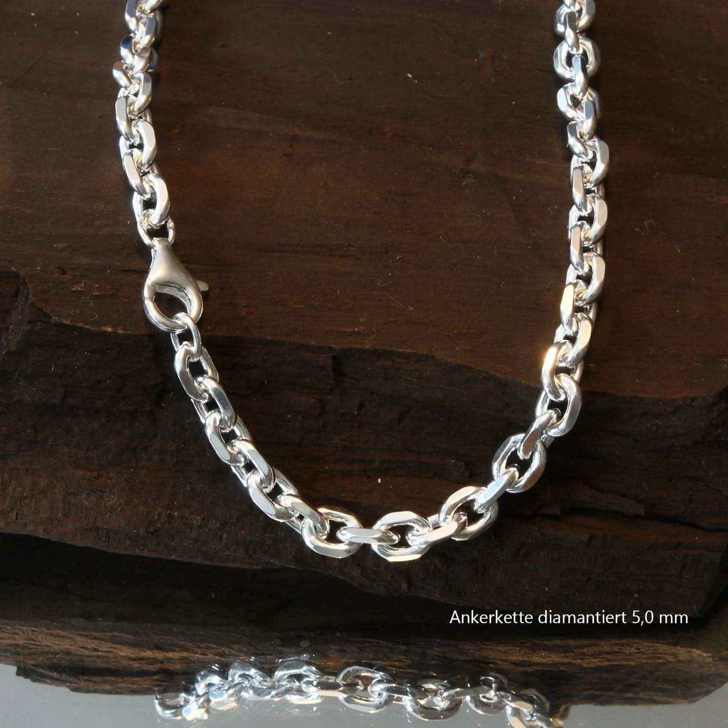 Silberkette Ankerkette diamantiert Halskette 5,0 mm massiv 925 Silber