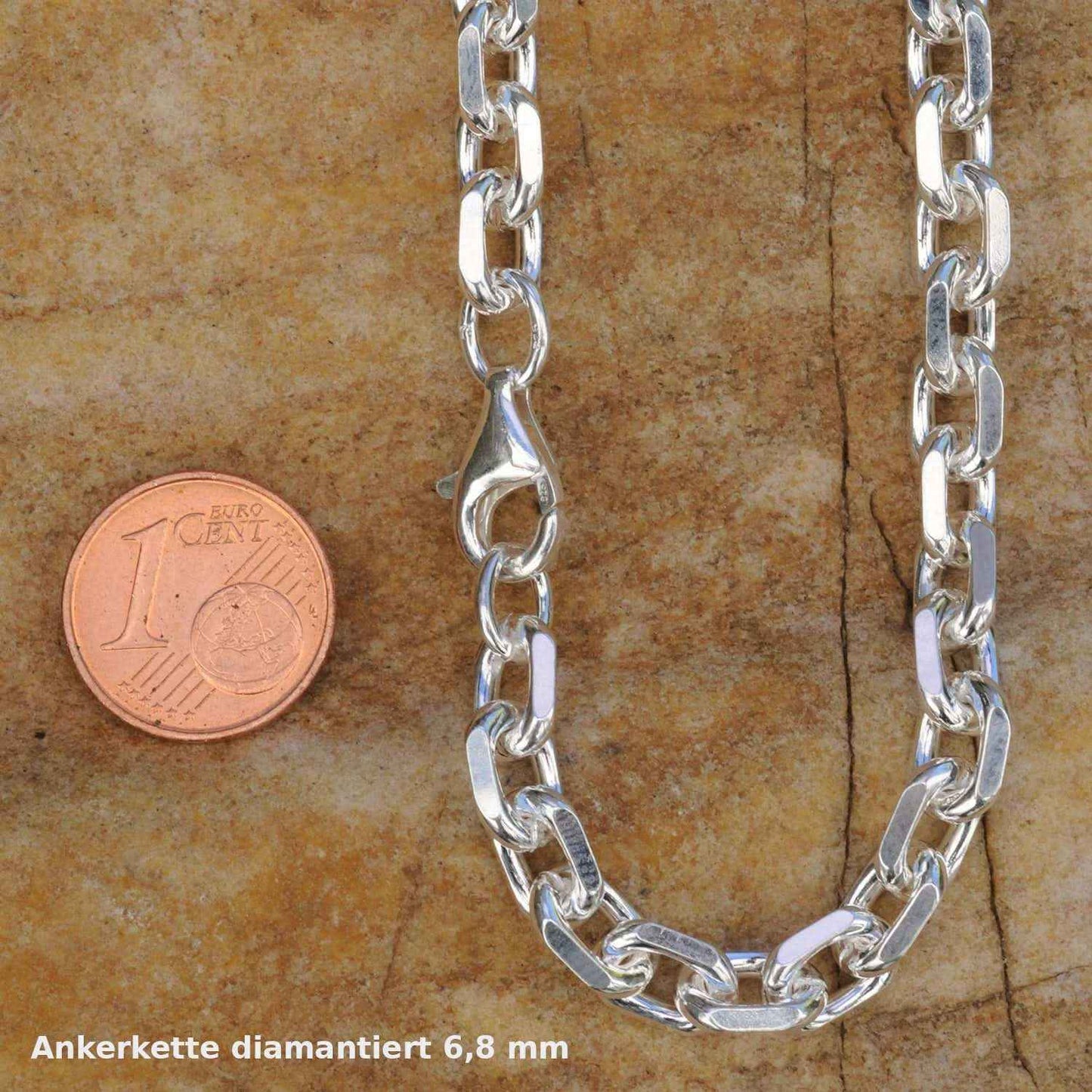 Silberkette Ankerkette diamantiert Halskette 6,8 mm massiv 925 Silber