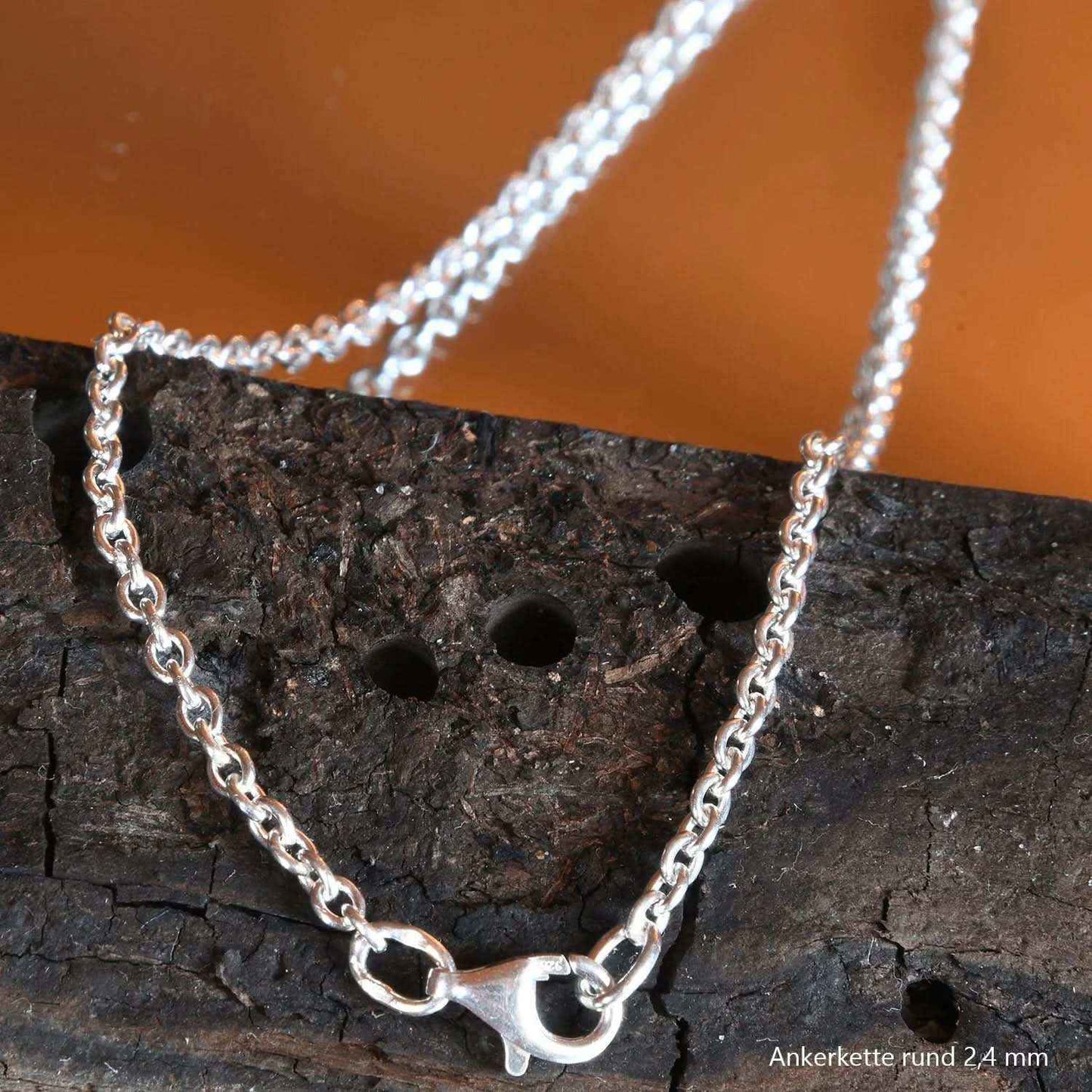 Silberkette Ankerkette rund Halskette Breite 2,4 mm massiv 925 Silber