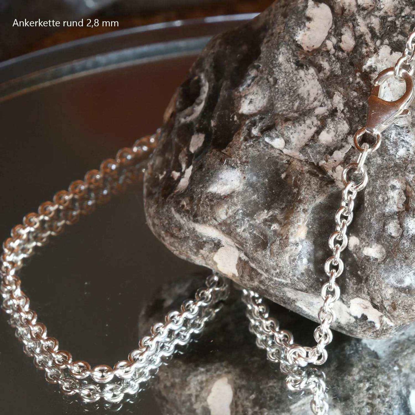 Silberkette Ankerkette rund Halskette Breite 2,8 mm massiv 925 Silber