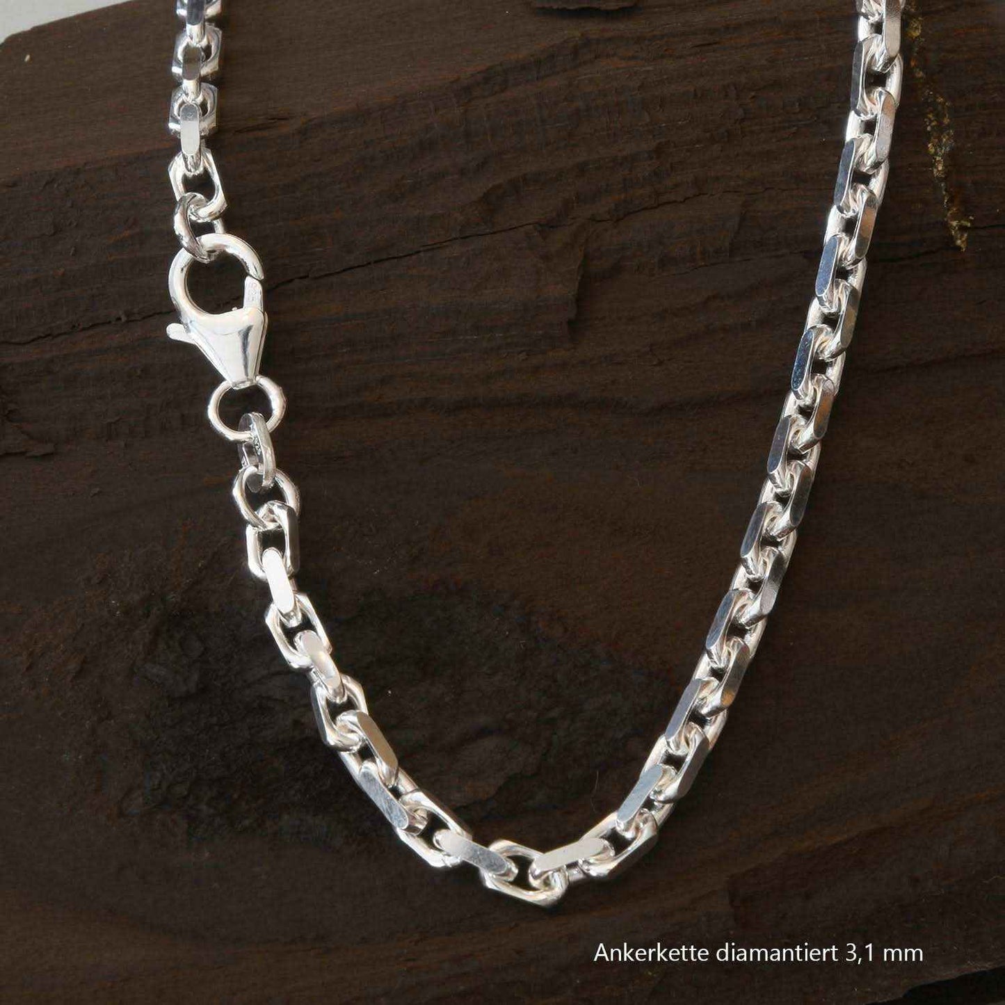 Silberkette Echt 925 Sterlingsilber Ankerkette diamantiert Silber Halskette - Damenkette und Herrenkette Made in Germany