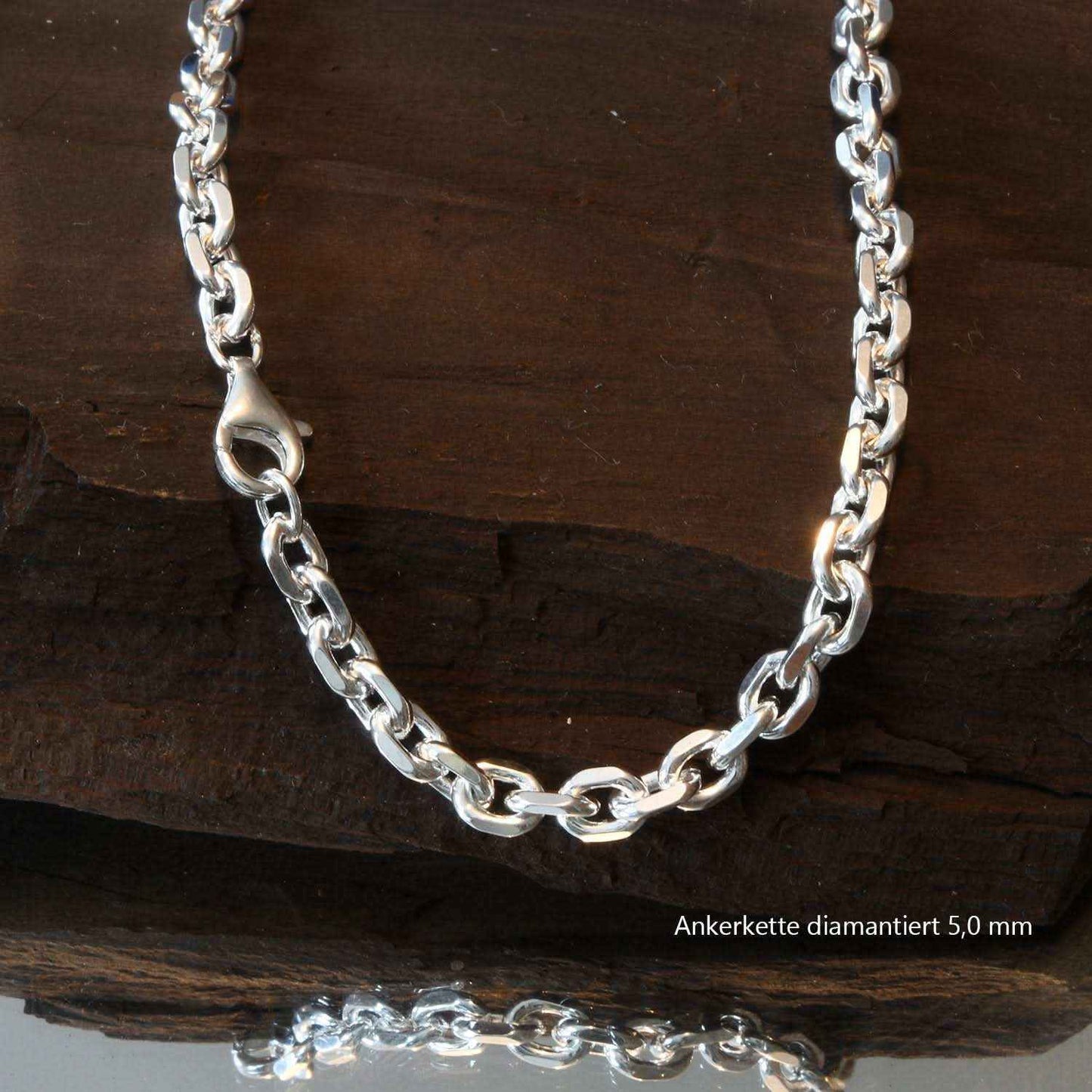 Silberkette Echt 925 Sterlingsilber Ankerkette diamantiert Silber Halskette - Damenkette und Herrenkette Made in Germany