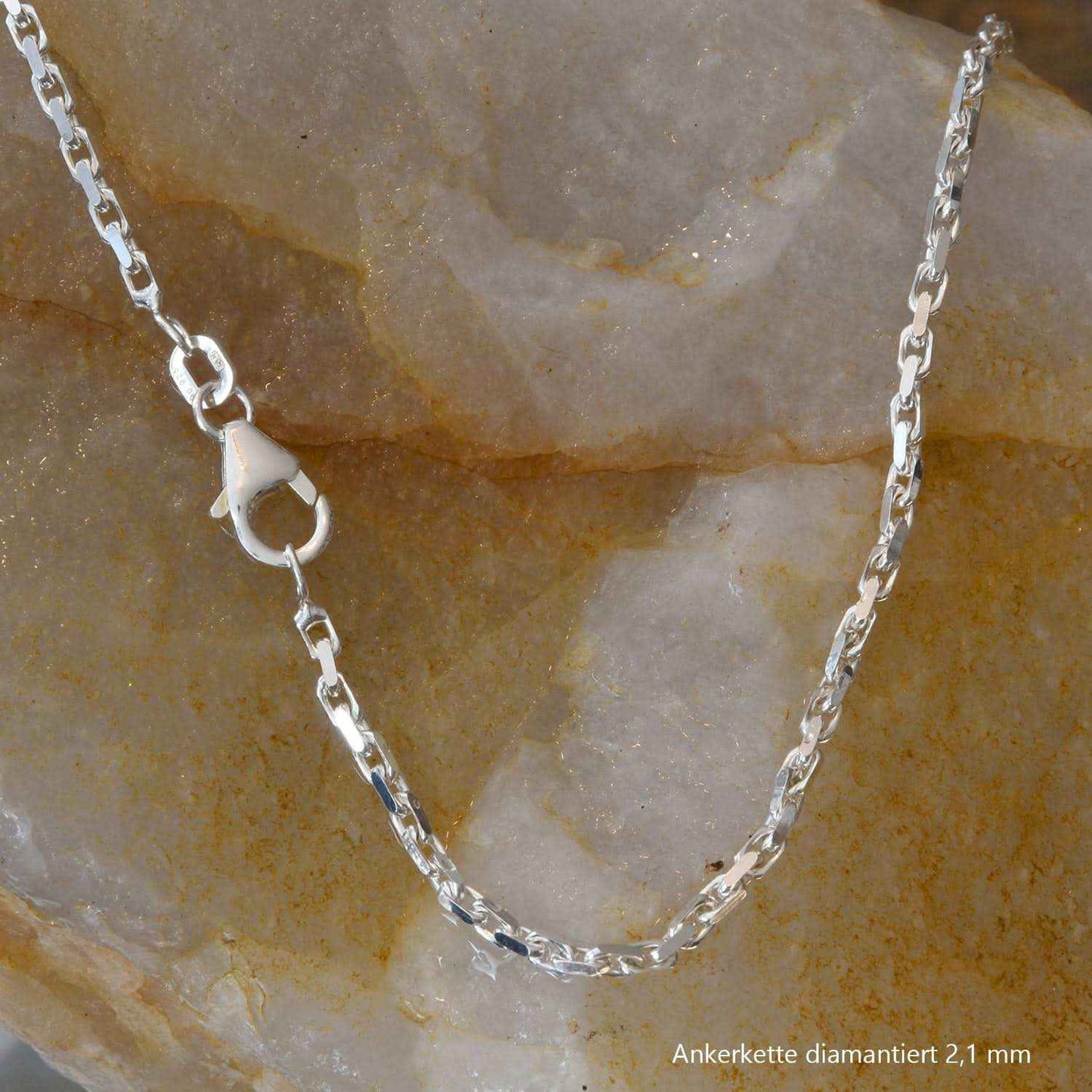 Silberkette Echt 925 Sterlingsilber Ankerkette diamantiert Silber Halskette - Damenkette und Herrenkette Made in Germany