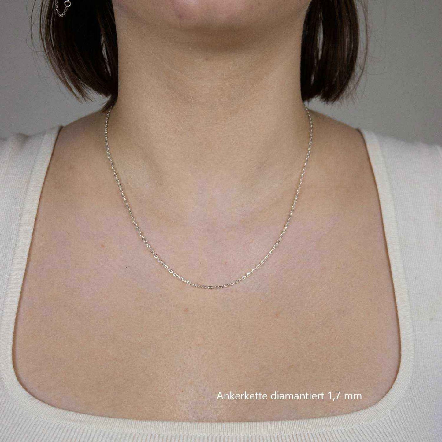 Silberkette Echt 925 Sterlingsilber Ankerkette diamantiert Silber Halskette - Damenkette und Herrenkette Made in Germany