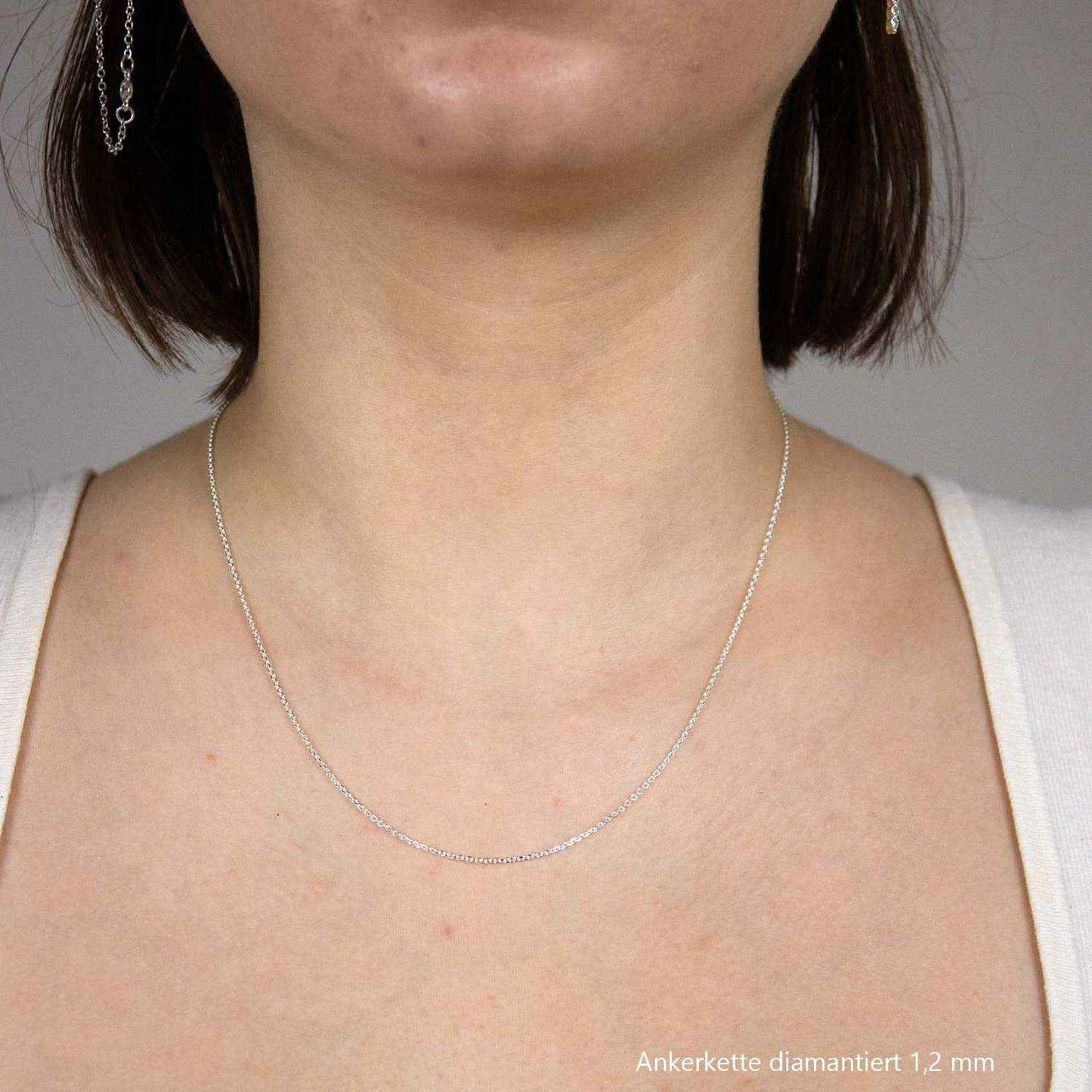 Silberkette Echt 925 Sterlingsilber Ankerkette diamantiert Silber Halskette - Damenkette und Herrenkette Made in Germany