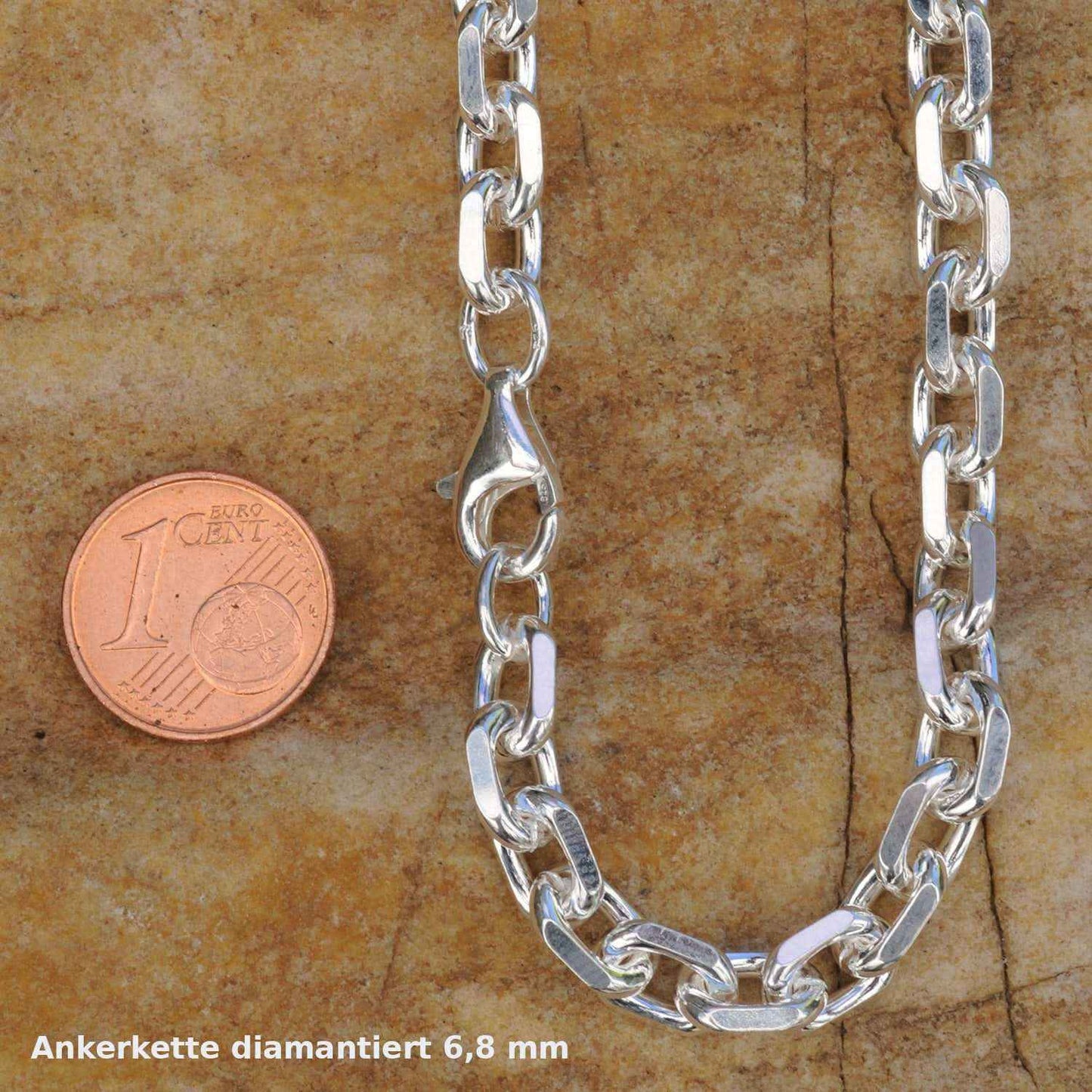Silberkette Echt 925 Sterlingsilber Ankerkette diamantiert Silber Halskette - Damenkette und Herrenkette Made in Germany
